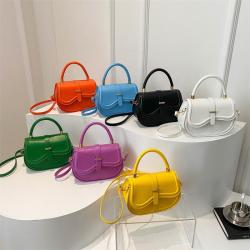 Candy color saddle bag female 2024 summer new fashion single shoulder crossbody bag Korean style simple small square bag
