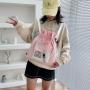 2024 New Drawstring Student School Backpack Shopping Bag Canvas Shoulder Bag