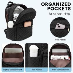 OEM Cute Quilted Travel Backpack Airline Approved Large  Work Business College Bag 15.6 17 inch Laptop Backpack Purse for Women