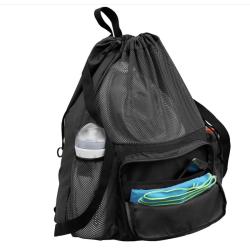 Large Capacity Swimming Accessories Mesh Bag Drawstring Swim Gym Backpack with Separated Waterproof Dry Compartments