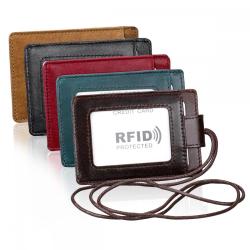 Hot sale RFID genuine leather clip for man and women ID card holders with hanging leather card holders wallets holder