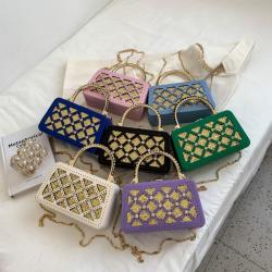 Fashionable Bright Drill Women Handbags Ladies Bags Diamond Lattice Shoulder Crossbody Bag Pure Color Handbags Woman Bags Luxury