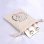 8 Oz Custom Logo Printed Natural Canvas Drawstring Jewelry Pouch Small Organic Cotton Gift Jewelry Bag