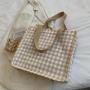Large Capacity Thousand Bird Lattice Bag Female New Fashion Tote Bag Female Ins Student Canvas Shoulder Bag