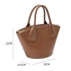 Hot Selling PU Leather Customize Logo Classic Retro Lady Bucket Handbag Messenger Bag For Women Solid Color Fashion Tote Bag
