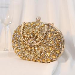 2024 New Fashion Luxury Clutch Bag Alloy Flower Diamonds Diamond Encrusted Evening Bag Handbag Female