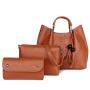 2024 Wholesale 3 Pieces Purse Handbag Set For Women Tote Hand Bag With Rivets Tassel
