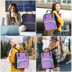 LOVEVOOK gorgeous overnight backpacks fashion bookbags large capacity geometric luminous travel laptop backpacks for women girls
