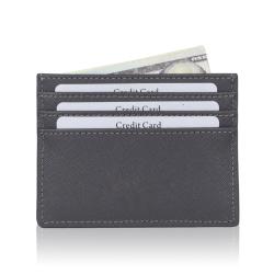 Customized Logo Card Holder Mini Slim Wallet Men Rfid Credit  PU Leather Card Holder With 6 Card Slot