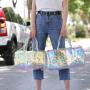 Custom Logo Stylish Laser Jelly Gym Yoga Luggage Handbag Transparent Pvc Holographic Travel Duffel Bag