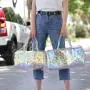 Custom Logo Stylish Laser Jelly Gym Yoga Luggage Handbag Transparent Pvc Holographic Travel Duffel Bag