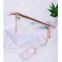 Wholesale Custom Waterproof Glitter Makeup Storage Bags Transparent Reusable Recycle Large Capacity PU Cosmetic Bag