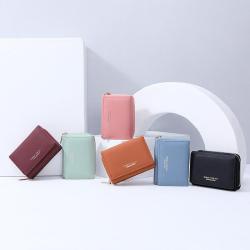 Wholesale Simple Women's Short Wallets Female Purses Card Holder Wallets Leather Coin Money Clip Bag 3 Folded Wallet carteras para mujer