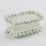 Low Moq Rts Women Gingham Ruffle Cosmetic Bags Cotton Checkered Makeup Bag