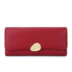 HR144 Classic Luxury Lychee Patterned Three Fold Wallet PU Leather Women's Long Handheld Billfold Ladies Phone Card Hold Purse