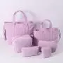 Stock Ready to Ship 4PCS S M L XL Lilac Personal Clutch Women Travel Cosmetic Pouch Beauty Storage Cases Corduroy Makeup Bag