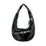 Custom Trend Candy Color PU Glossy Hand Bag Fashion Zipper Lady Handbag Wholesale Girl Korean Half Moon Underarm Shoulder Bag