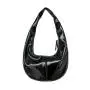 Custom Trend Candy Color PU Glossy Hand Bag Fashion Zipper Lady Handbag Wholesale Girl Korean Half Moon Underarm Shoulder Bag
