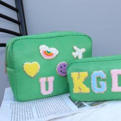 Baby pouch with Chenille Letter Patch Travelling Kits Storage Organizer Beauty Toiletry cosmetic Preppy Nylon Pouch Makeup Bag