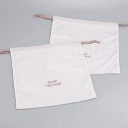 High Quality White Cotton Dust Bag For Skincare Products Custom Logo Drawstring Cosmetic Makeup Muslin Pouch