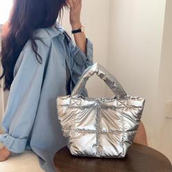 New PU Soft Leather Tote Bag Padded Cloud Bag Large-Capacity Hand Bag Simple 2024 Autumn Winter Handbag for Women