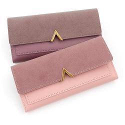 Ladies Long Slim Wallet Solid Color Coin Purse V-shaped Buckle Card Holders Money Wallet sac tendance 2024 carteras para mujer