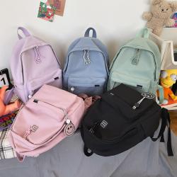 Gelory Fashion Solid Color Soft Adjustable Shoulder Straps Daily Use School Bag Custom Smiley Face Logo Nylon Students Backpack