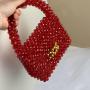 Customizable Designer 2024 New Korea Handmade Acrylic Red Transparent Beaded Bag Luxury Women Handbags Ladies