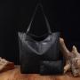 Women's Soft Leather Hand Bags Oil Wax Leather Large Capacity Single Shoulder Bags Classic Tote Bag Set Pocket PU Leather Ladies