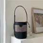 New Style Design Stitching Canvas PU Leather Handbag Retro Hand Bags Ladies Luxury Shoulder Bucket Bag