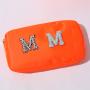 Stock Neon Orange Nylon S M L XL Size DIY Makeup Bag Zipper Pouch Travel for Women and Girls Large Cosmetic Bag