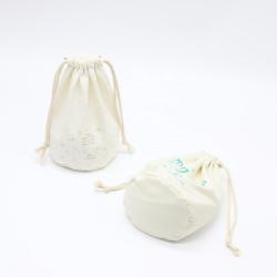 Reusable Custom LogoRound Bottom Natural Canvas Drawstring Wine Gift Packaging Bag Thick Cotton Canvas Candle Wine Pouch