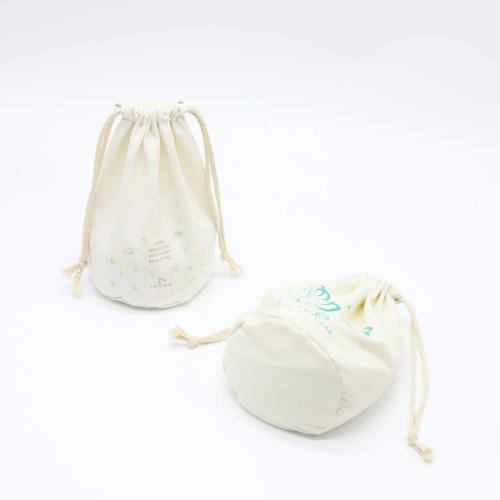 Reusable Custom LogoRound Bottom Natural Canvas Drawstring Wine Gift Packaging Bag Thick Cotton Canvas Candle Wine Pouch