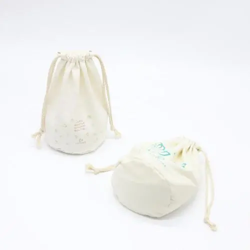 Reusable Custom LogoRound Bottom Natural Canvas Drawstring Wine Gift Packaging Bag Thick Cotton Canvas Candle Wine Pouch