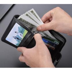 HR139 Men's Vintage Short Fashion Simple Key Wallets PU Zipper Multifunctional Leather Billfold ID Card Coins Money Father Purse