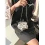 Wholesale fashion mini clip chain bag Bow bead chain shoulder bag  PU leather cute lipstick bag for girl