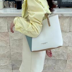 Fashion Tote Bag 2024 Women Handbags Contrast Color Women's Shoulder Bag Trendy Versatile Mommy Shopping Bag