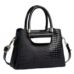 OEM Custom Handbag Logo Private Label Luxury Pu Leather Ladies Fashion Black  Purses and Handbags Women