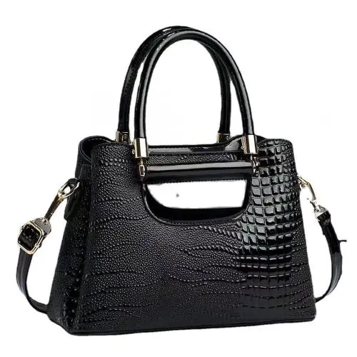 OEM Custom Handbag Logo Private Label Luxury Pu Leather Ladies Fashion Black  Purses and Handbags Women
