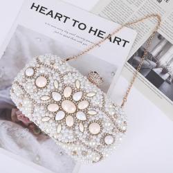 Custom Shiny Pearl Bride Bag Luxury Crystal Women's Evening Bags Shoulder Mobile Phone Bag