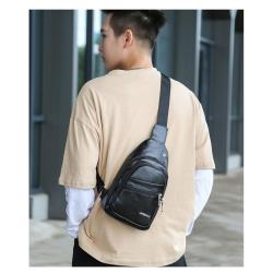 OEM766 Hot Sale USB PU Leather Fashion Men And Women Travel Crossbody Bag Men Shoulder Bag Chest Bags Outdoor Sports Backpack