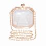 HR402 Transparent Women's Trendy Acrylic Mini Box Bag Retro Cross Body Chain Small Bag Pearl Lock Buckle Dinner Clutch Handbag