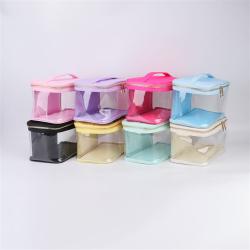 Keymay New Design High Quality RTS Stock Cute Large Capacity Waterproof Pouches Travel Cases Transparent Pvc Bag with Handle