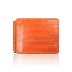 Billeteras Luxury Designer Custom Genuine Eel Skin Wallet Slim Mini Card Package Business Unisex Leather Money Clip Wallet