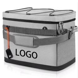 Custom Logo 600D Beach Ice Pack Lunch Box Bags Picnic Insulation Portable Takeaway Smell Proof Collapsible Camping Cooler Bag