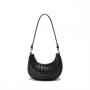 2024 OEM Luxury Designer Single Handle Woven Shoulder Bag Handmade Vegan Leather Lined Custom Logo Women's Pillow moon Shape
