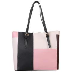 ZR007 Women's Bag PU Contrasting Color Stitching Fashion Working Comfortable Portable One Shoulder Female Girl Bag Shopping Bag
