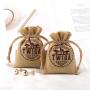 Eco-friendly Small Jute Hession Packaging Drawstring Bag Custom Logo Printed Linen Gift Sachet Jewelry Pouch