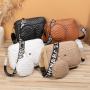 HR710 Printed Wide Shoulder Strap Crossbody Bag with Coin Purse Women Wave Pattern Embroidered Bag PU Leather Phone Storage Bag