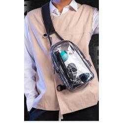 HR115 Men's New With USB Charge Chest Bag Fashion PVC Transparent Waterproof Shoulder Bag Technology Fashion Trend Crossbody Bag